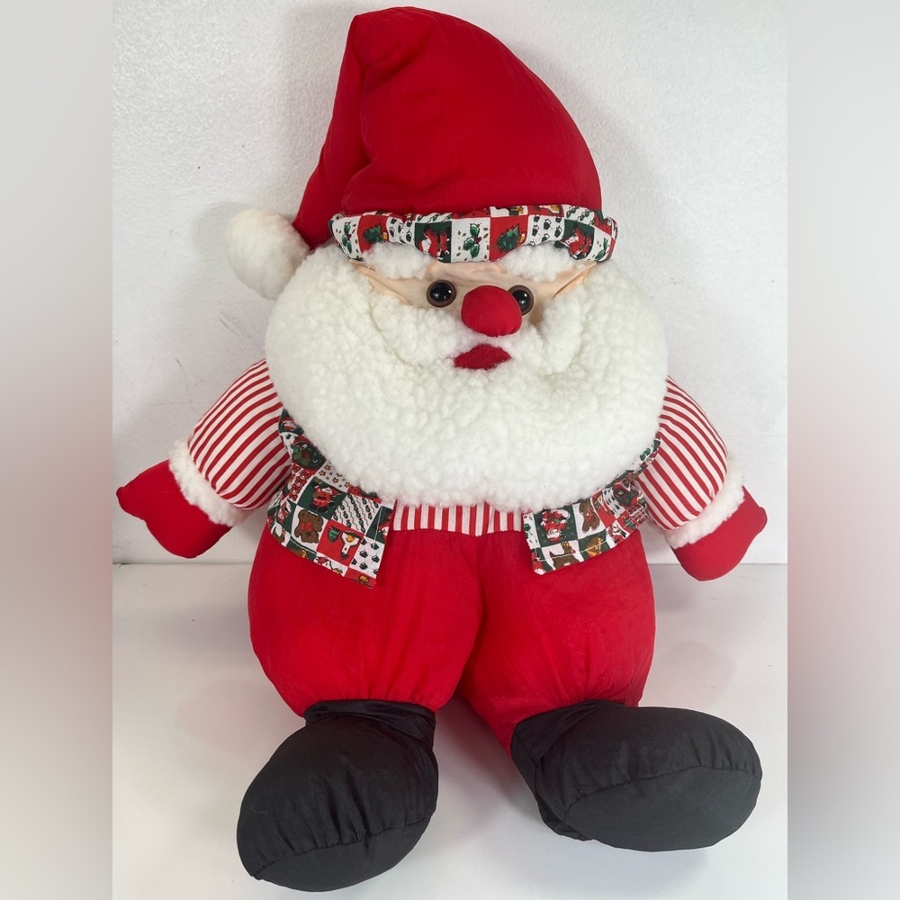 Vintage Soft N Silky Nylon‎ Santa Claus Plush Puffy Parachute Stuffed Toy